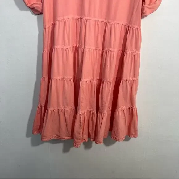 Anthropologie Pilcro Suzanne Peach Coral Pink Button-Up Shirt Dress Size Small - Picture 11 of 15